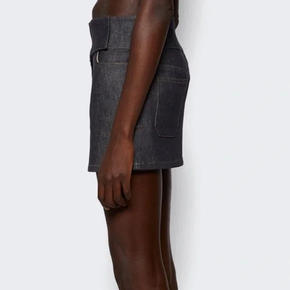 Courreges Belted Gray Denim Mini Skirt
